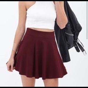 Burgundy skater skirt Forever 21